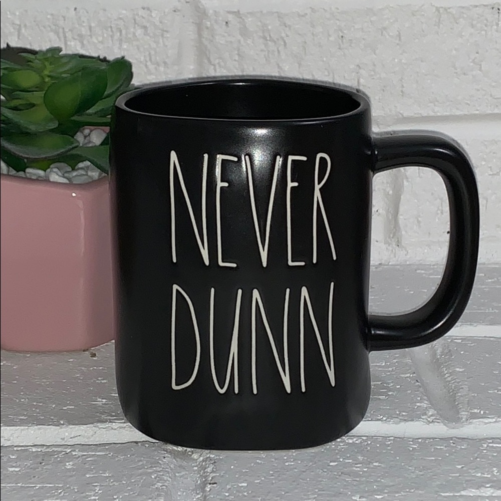 Rae Dunn NEVER DUNN Black Mug